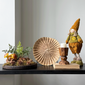 Wabi-sabi Wooden Tray Decorative Ornament for Micro Landscape Styling