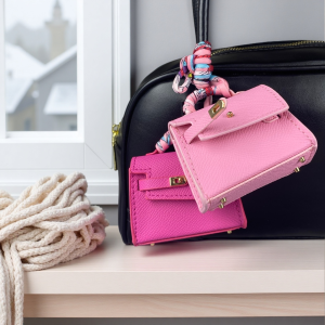 Candy Color Detachable PU Leather Earphone Case Pouch Bag Charm Double-Sided Swivel Lock Metal Clasp Keychain for AirPods.