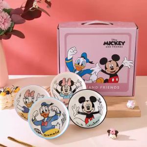 น่ารักการ์ตูนอะนิเมะอุปกรณ์ต่อพ่วง Stitch ตุ๊กตาใหม่ Winnie The Pooh Snoopy ลายชามชุด 4 ชิ้นบ้านชามเซรามิคของขวัญ