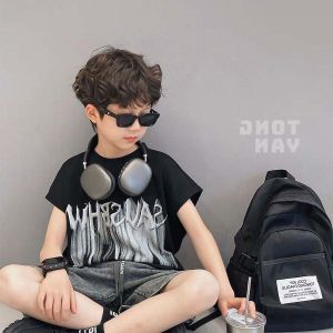 Áo Thun Tay Ngắn Mùa Hè Cho Bé Trai Áo Vest Không Tay Cotton Nguyên Chất Thời Trang Đường Phố Cho Trẻ Em Trung Niên Và Lớn