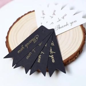 EELHOE | Thank You Tags 50Pcs Bronzing Stamping Black White Paper Card for Party Souvenir Gift Wrapping Retail Price Label