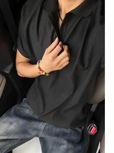 เสื้อยืดคอโปโลแขนสั้นสไตล์อเมริกันสำหรับผู้ชายในช่วงฤดูร้อน เสื้อเชิ้ตคอโปโลแขนสั้นแบบยืดหยุ่นน้ำหนักเบาสำหรับเดินทางไปทำงาน