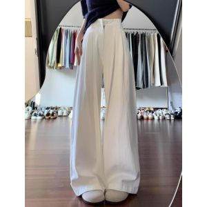 Quần Ống Rộng Cạp Cao Xếp Ly Dài Thường Ngày Mùa Hè Cho Nữ Quần Jeans Ống Đứng Rộng Rãi Che Mập Mờ