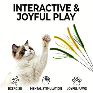 Cat Dog Tail Grass Dog Sage Feather Long Pole Cat Teasing Stick Bite Resistant Self Soothing Tool Cat Toy Flexible Wire Durable