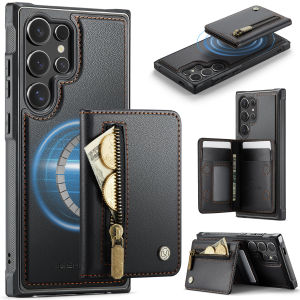 Applicable for Galaxy S25 phone case S26 Ultra card holder artificial leather bag S24 zipper wallet anti-drop protection case