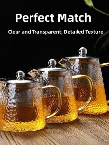 Thickened Glass Tea Pot Large New Model Stainless Steel Filter Tea Cooking Pot Transparent Flower Tea Set Heat Resistant Home Hotel Use