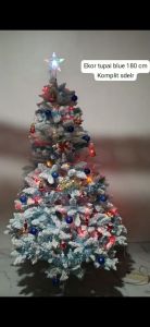Tidak Bisa COD DJ - Pohon Natal ekor tupai blue 18meter 6 feet komplit dengan aksesoris bisa COD