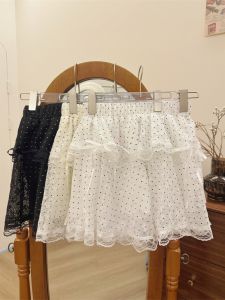 Váy Ngắn Chữ a Phong Cách Ballet Ngọt Ngào Cho Nữ Mùa Hè 2024 Váy Xếp Ly Bướm Ren Viền Ngọt Ngào Váy Xếp Ly Cotton Pha Polyester