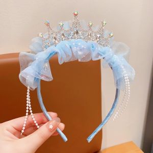 Crown Headwear Children Cute Hairband Little Girl Birthday Photo Shoot Hair Clip Princess Veil Non-Damaging Hairband Head Buckle