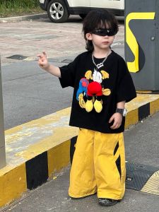 Boys Summer Outfit Short Sleeve T-Shirt And Anti-Mosquito Pants Cartoon 3D Print Baby Clothes Set Korean Style Cotton Blend