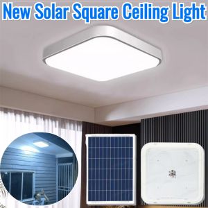 New Solar Square Ceiling Light Solar Garden Lights Waterproof Intelligent Remote Wall Lamp