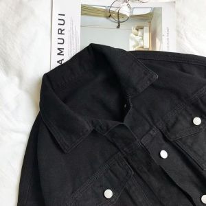 DSF Studio new spring and autumn clothing black denim jacket womens short loose Korean version bf jacket student top cardigan
