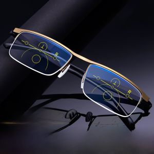 High Definition Anti Blue Light Mens And Womens Bifocal Automatic Zoom Distance And near Use Fashionable Reading Glasses