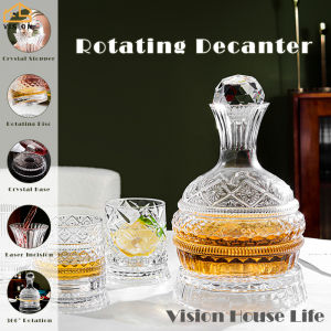 Vision 1600ml Rotating Glass Wine Decanter Luxury Wine Carafe Decanter Crystal Wine Breather Carafe Wine Wake Up Pot Whisky Dispenser for Bar Home Decoration
