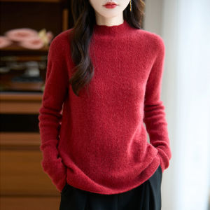 YUEXINYIRONG | Seamless Hook Flower Pure Wool Womens Sweater Warm Innerwear