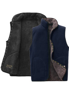 Thickened Double-Sided Wear Fleece Jacket Coral Fleece Shake Particle Velvet Outdoor Anti-Cold Mens Youth Warm Vest Middle-Aged And Elderly Shoulder Pad