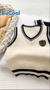 Áo Khoác Gile Len Phối Viền Cho Bé Trai - Bé Gái Áo Gile Phong Cách Hàn Quốc Cho Bé Từ 9-27kg SUMOKIDS