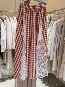 Váy Midi Kẻ Caro Ren Cạp Cao Phong Cách Hàn Quốc Cho Nữ Mùa Hè Thiết Kế Cổ Điển Váy Midi Ôm Sát Bằng Vải Cotton Pha Trộn