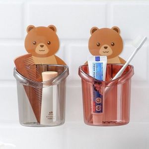 Cốc dán tường để bàn chải đánh răng hình gấu
