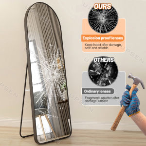 【Warranty&HD Explosion-proof Mirror】Mirror With Stand 160*50CM Mirror Full Body Floor-To-Ceiling Wall Mounting Full Body Mirror Metal Border Whole Body Mirror With Stand Body Mirror Rounded Corner Safety