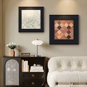 French Vintage Living Room Decorative Painting Natural Shell Background Wall Art Soft Furnishing Entranceway Metal Framed Oil Canvas