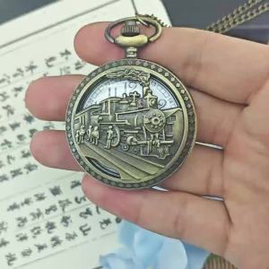 Zodiac Compass hollow out Pattern Bronze Retro Quartz Pocket Watches Men Women Necklace Watch Antique Pendant Gifts