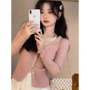 Áo Len Cardigan Cổ Chữ V Màu Trắng Cho Nữ Đầu Thu Thiết Kế Độc Đáo Ngắn Tay Dài Thường Xuyên Mềm Mại Thoáng Khí