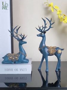 UoneHome H001 รูปปั้นกวางคู่รัก พร้อมส่ง วัสดุเรซินคุณภาพดี สไตล์ยุโรป ของแต่งบ้าน ของขวัญขึ้นบ้านใหม่ ของเสริมมงคล