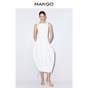 Mango | Autumn New Sleeveless White Stitched Tied Dress