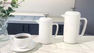 Easyworkz Porcelain French Press Coffee Maker with Stainless Steel Plunger Ivory
