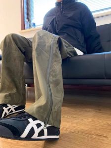 Mens Three-Proof Soft Shell Climbing Pants Nylon Quick-Drying Side Zip Workwear Trousers Lightweight Straight Leg Casual Pants