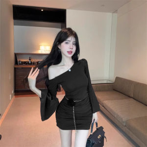 Váy Dài Tay Xếp Ly Màu Tím Đầu Thu Cho Nữ Váy Bó Sát Eo Cao Váy Ngắn Váy Bó Sát Váy Dài Tay Váy Bó Sát Váy Bó Sát