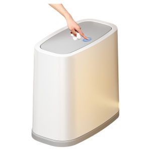 Home Bathroom Trash Can Long Cylinder Shape Plastic Press Open Lid Kitchen Living Room Toilet Waste Bin 12L Capacity HSLJ-1420