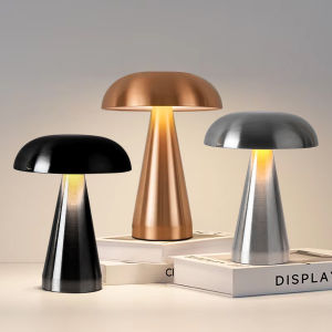 Retro LED Night Ligh Mushroom Touch Sensor Desk Lamp 3 Color Dimming Desktop Night Light Rechargeable Reading Lamp Desktop Decor
