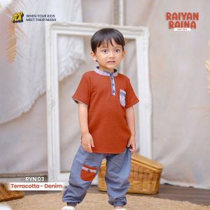 SETELAN BAJU ANAK BALITA SET COUPLE MUSLIM ANAK RAIYAN RAINA SERIES HOOFLAKIDS USIA 6 BULAN-5 TAHUN