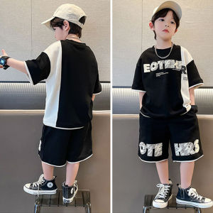 New Summer Teen Boys Clothing Sets: Letter Top & Shorts 2Pcs Kids Tracksuit