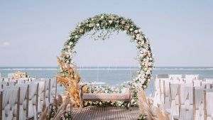 1.5/2/2.4M Circular Background Frame Golden Ring Balloon Arch Kit Metal Wedding Ring Arch Support used for Wedding Birthday Party Background Decoration Baby Gift Meeting Graduation Decoration