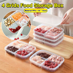 AIK ห้องครัวตู้เย็นกล่องเก็บของสด 4 ช่อง กล่องพลาสติกใส อเนกประสงค์ พร้อมฝาปิด Food storage box