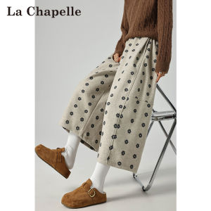 La Chapelle | Vintage Floral Print Wool Wide Leg High Waist Straight Pants