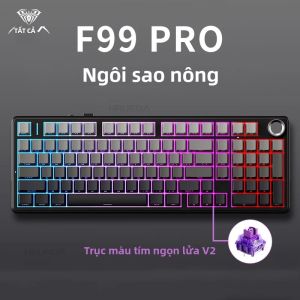 Bàn Phím Cơ AULA F99 PRO RGB Bluetooth 2.4G Không Dây Thiết Kế Gasket 3 Chế Độ Hot Swap PBT Pin 8000mAh Tùy Chỉnh Chơi Game 98 Phím