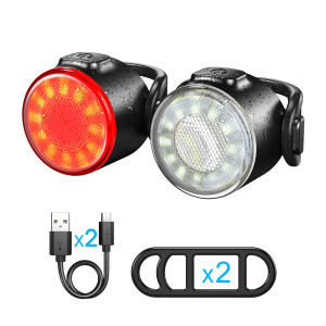 Bike Front Rear Light Set 6 Lighting Modes Bike Bright Headlight USB Charging Warning Taillights Set for Night Riding Safety