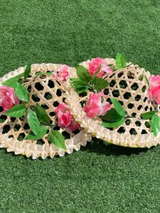 Bamboo Woven Dance Hat Hollow out Dai Flower Children Youth Adult Square Performance Props Stage Show Large Brim Straw Hat