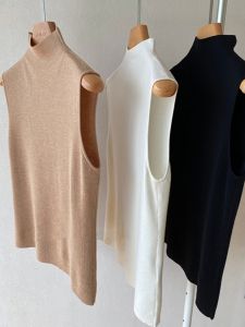 ฤดูใบไม้ร่วง ฤดูหนาว ถัก เสื้อกั๊ก เสื้อท่อนบน ผู้หญิง แจ๊กเก็ต ชุดสูท ชุดชั้นใน แขนกุด คอกลาง เสื้อสเวตเตอร์ เสื้อฐานตัวบน