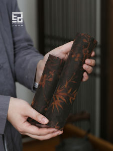 Chinese Style Plum and Bamboo Gambiered Guangdong Gauze Tea Mat Tea Table Cloth Antique Style Printing and Dyeing Double-Sided Tea Mat Quaint Zen Table Runner Tea Fabric