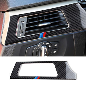 Sticker For BMW Carbon Fiber Car Left Air Conditioner Outlet Panel Frame Trim Cover Sticker For BMW E90 E92 E93 2005-12 Auto Interior Accessories