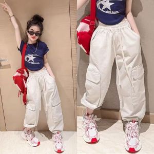 Loose Pants for Teens Girls Cargo Pants for Kids 2 Pocket Summer Pants Wide Leg for Kids Cargo Baggy Pants 5-16Years Old Pants for Girls Candy Pants Jogger Pants Korean Fashion Long Pants Kids Trousers