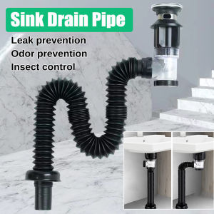 1Pc Kitchen Sink Drain Pipe Flexible Stretchable Deodorant Strainer Pipeline Bathroom Washbasin Anti Blockage Accessories