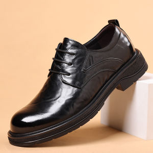 Fall New Leather Shoes for Men Business Casual Formal Comfortable Thick Sole Big Toe