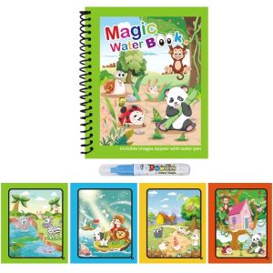 Childrens Watercolor Painting Magic Book Reusable Watercolor Painting Book With Pen Sensory Early Education Puzzle Drawing Toys
