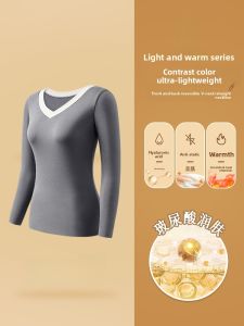 DREAM TIME | Two-Way Wear Thermal Underwear Womens Autumn Clothes Winter Outerwear Base Layer Shirt Warm Cozy Long Sleeve V-Neck Fleece Lined